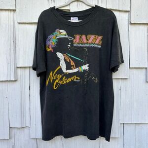 Vintage 1994 New Orleans Jazz Saxophone Graphic T Shirt‎ XL Hanes Beefy Tee